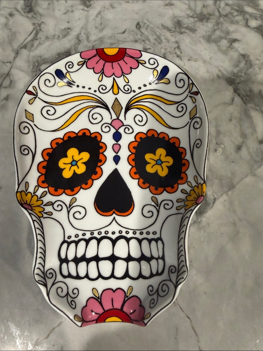 Williams Sonoma Porcelain Sugar Skull Spoon Rest
